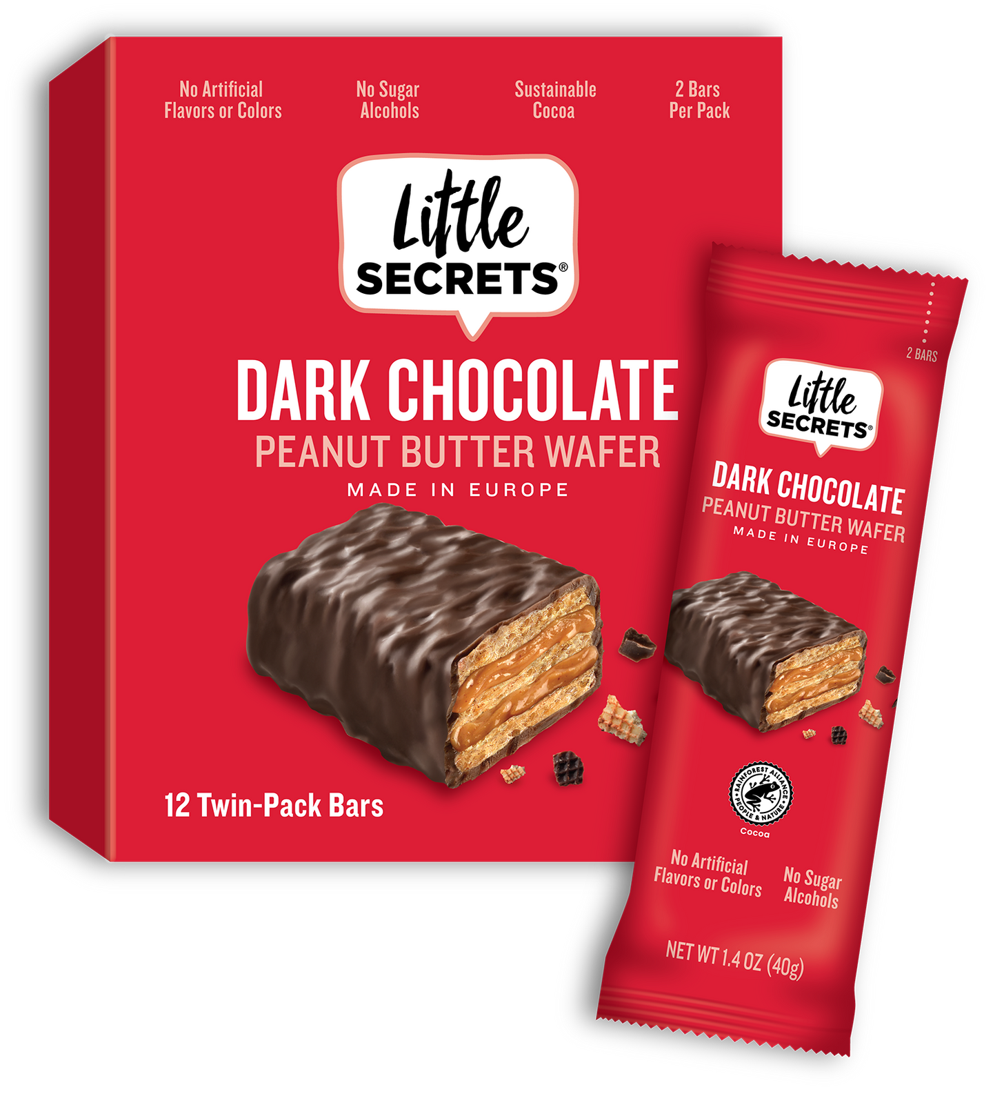 Peanut Butter Wafer Twin Bars - Dark Chocolate