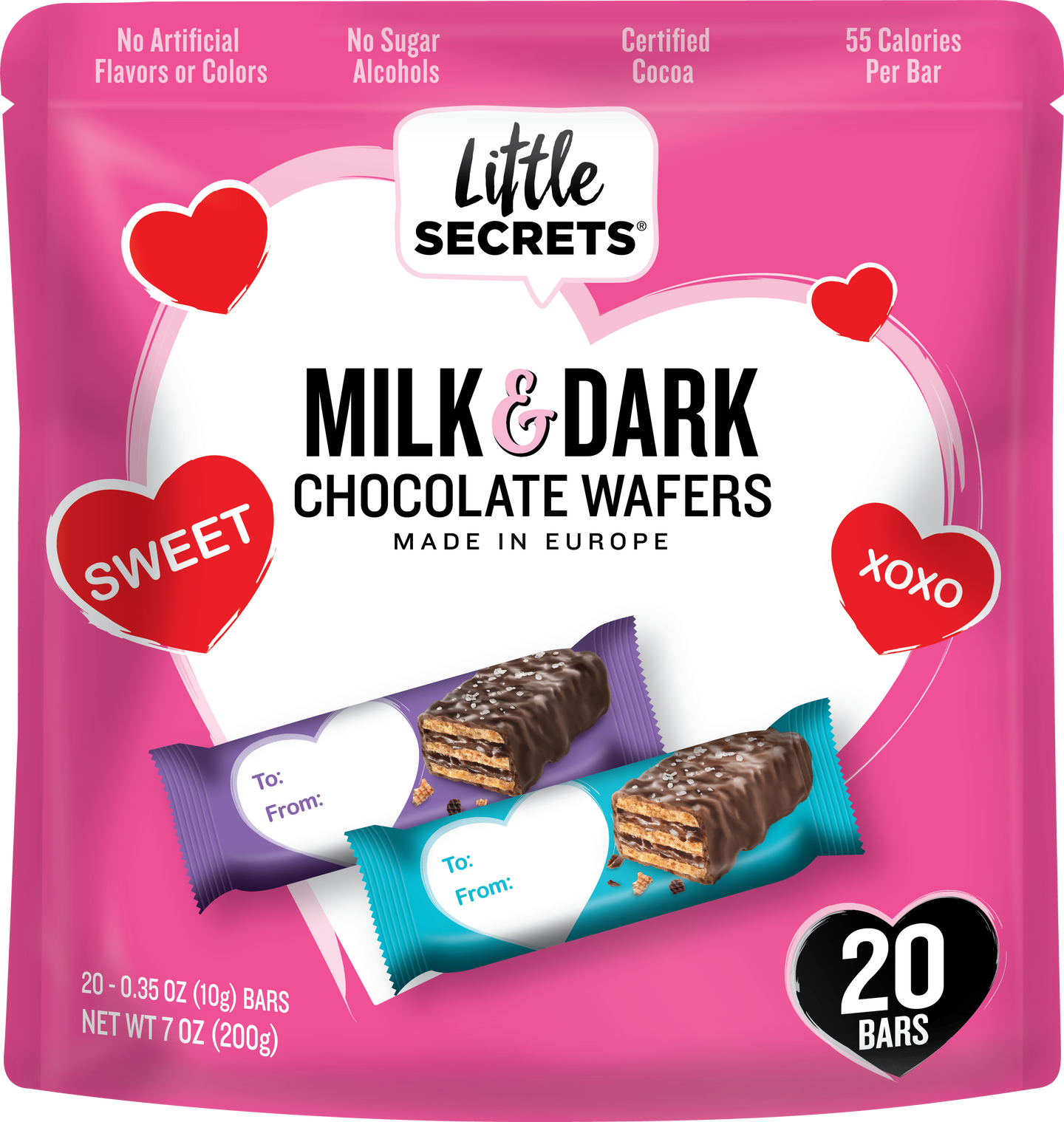 Valentine's Milk & Dark Chocolate Wafers