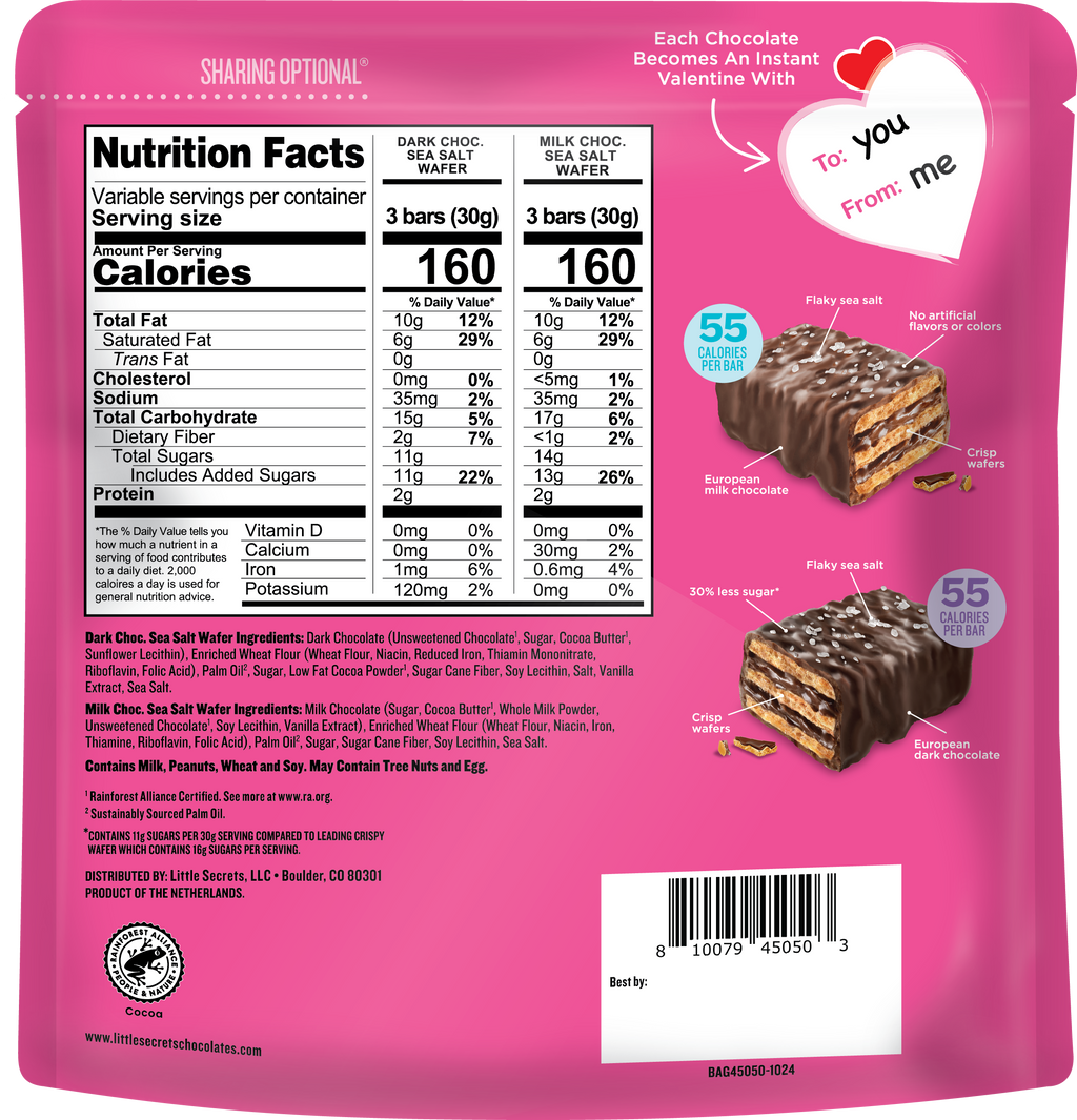 Valentine's Milk & Dark Chocolate Wafers
