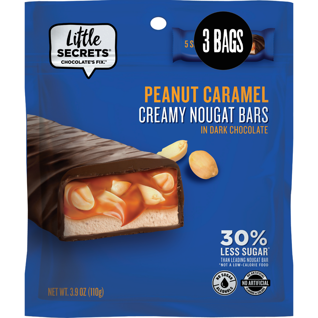 Dark Chocolate Peanut Caramel Nougat Snack Bars | 15pc | European Quality | Premium Natural Ingredients | Individually Wrapped