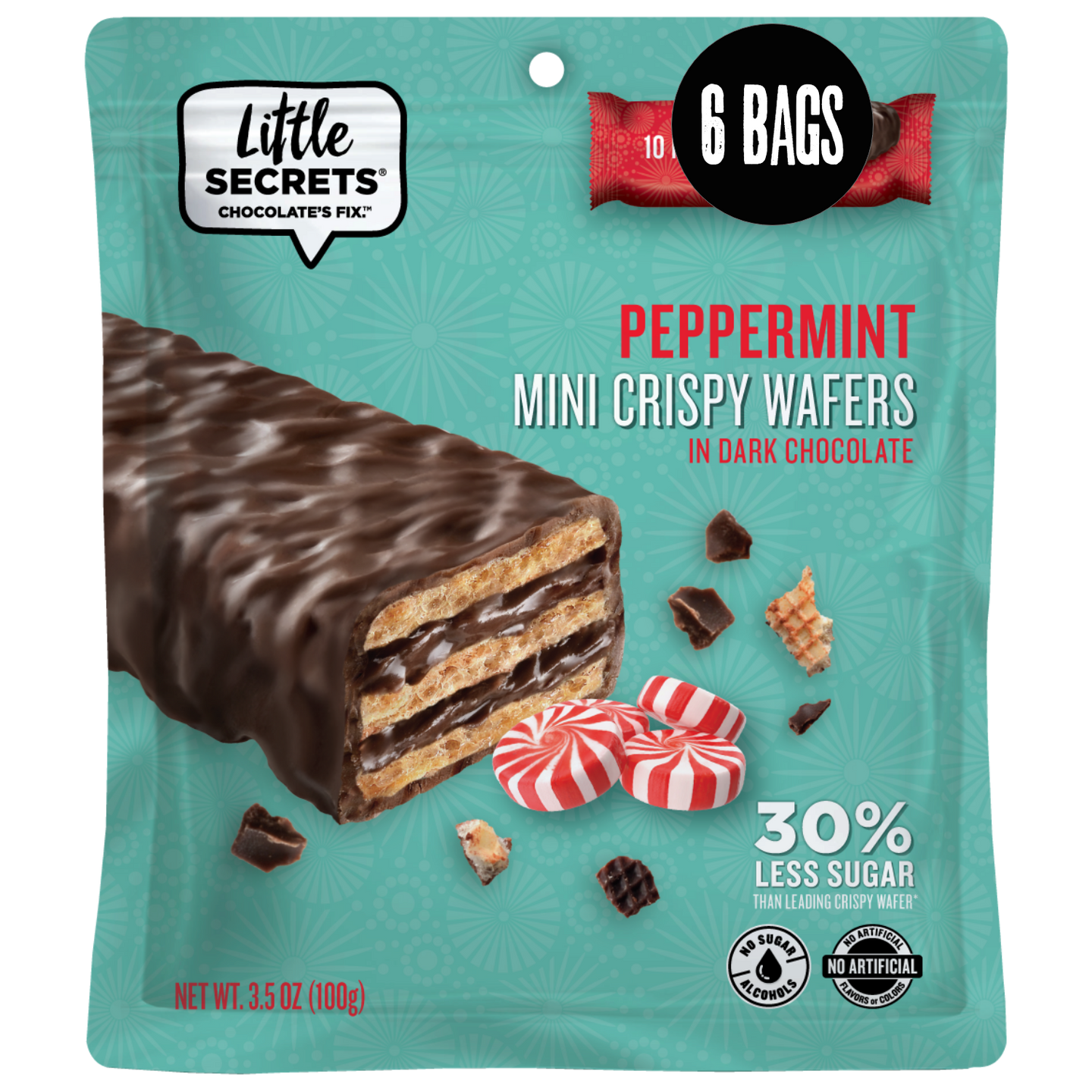 Mini Dark Chocolate Wafers w/ Peppermint | 60pc | European Quality | Premium Natural Ingredients | Individually Wrapped