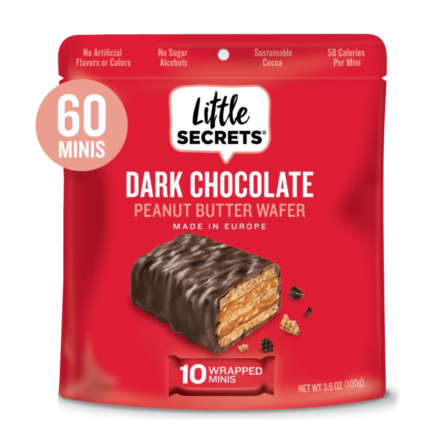 Peanut Butter Mini Wafers - Dark Chocolate 6 bags x 10 bars