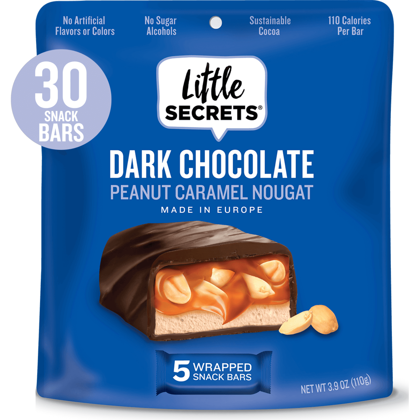 Peanut Caramel Nougat Snack Bars - Dark Chocolate