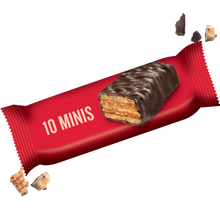 Load image into Gallery viewer, PEANUT BUTTER MINI CRISPY WAFERS IN DARK CHOCOLATE (10 minis)
