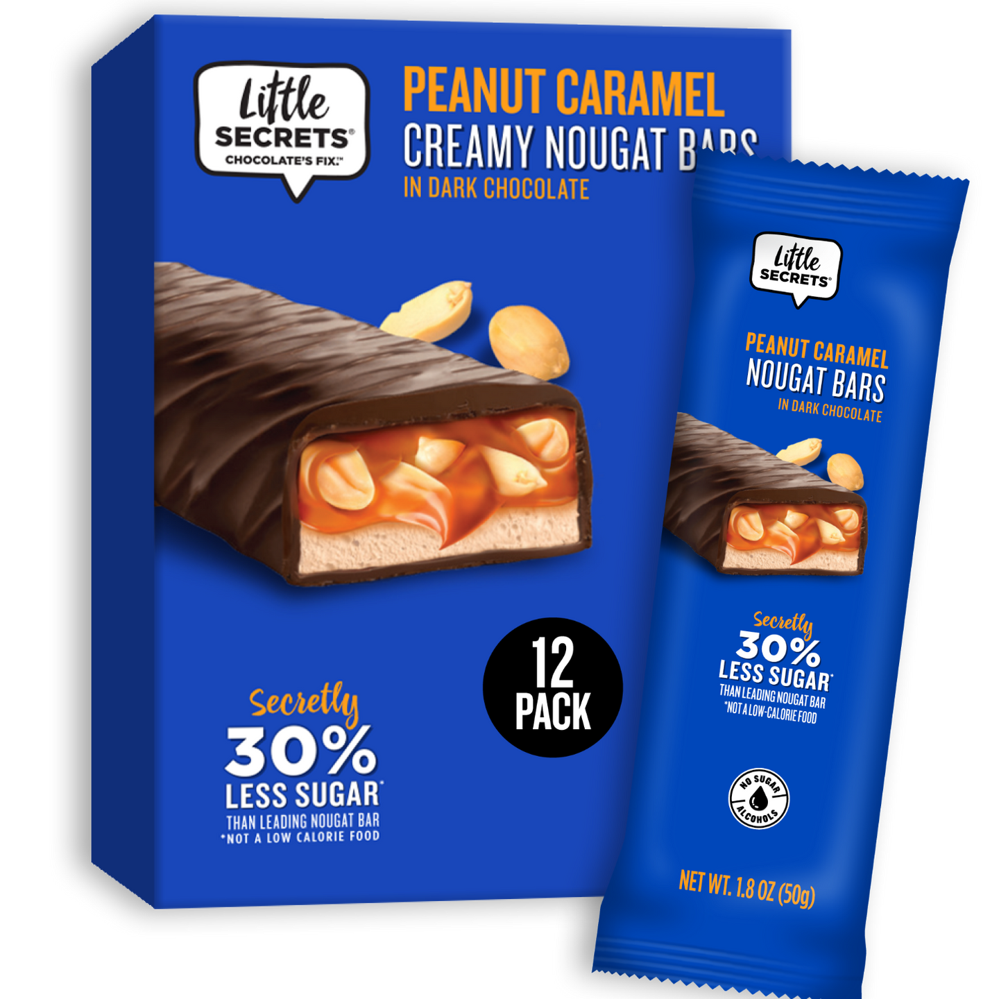 Dark Chocolate Peanut Caramel Nougat Bars | 12pk | European Quality | Premium Natural Ingredients