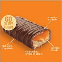 Load image into Gallery viewer, CREAMY CARAMEL MINI COOKIE BARS IN MILK CHOCOLATE (8 minis)
